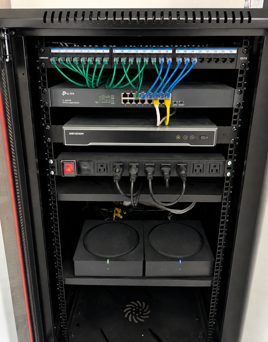 Rack de red organizado